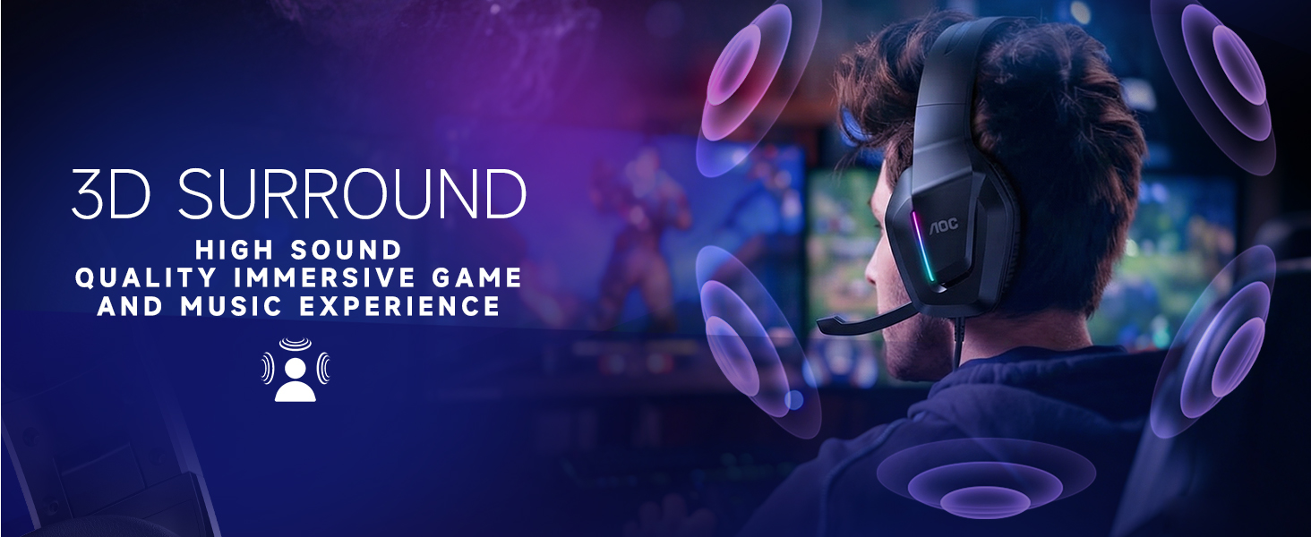 AOC ACG2530 Gaming Headset with PS5/4, PC, Mac, Switch, Xbox Series