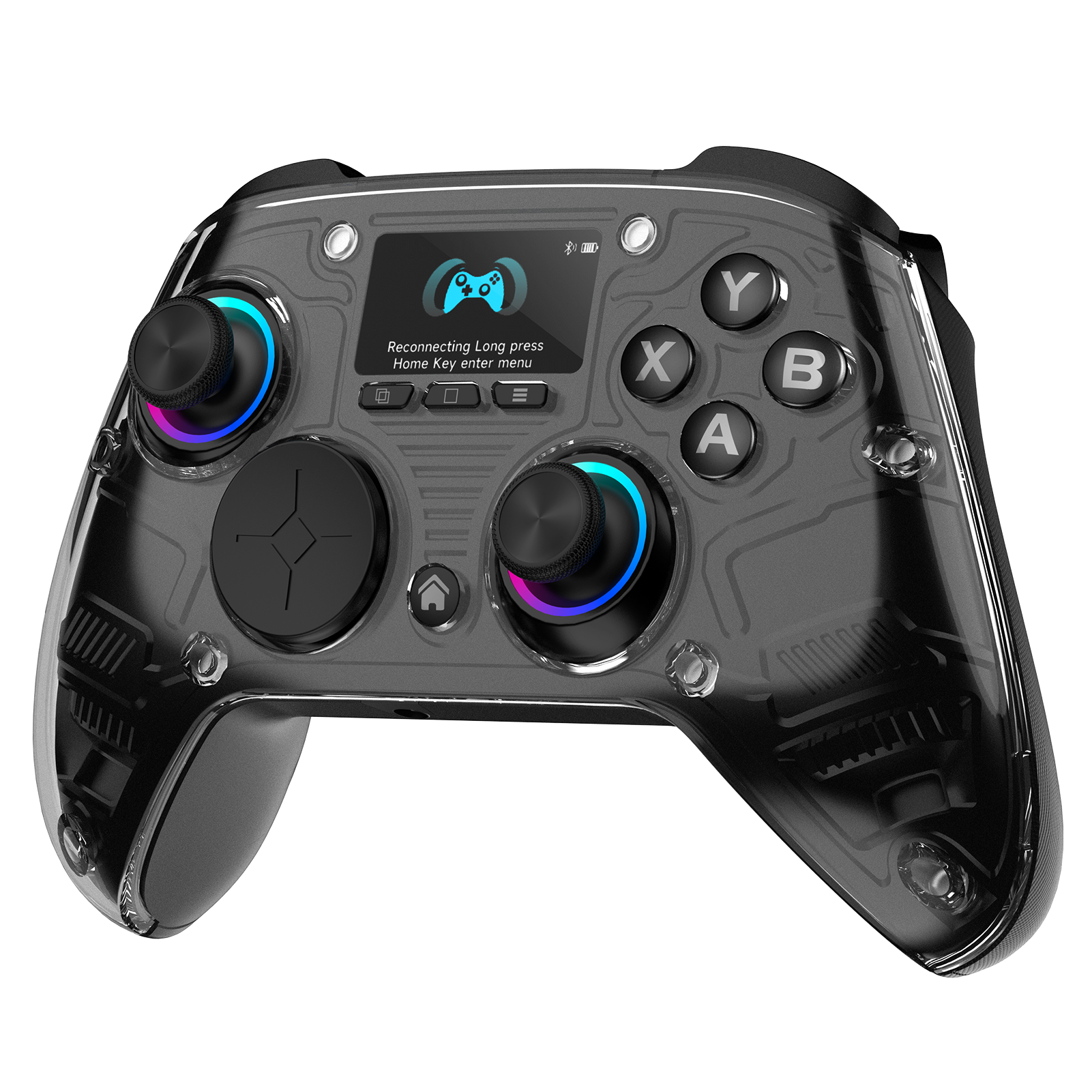 AOC PC Controller — Interactive Screen Wireless Controller Compatible with PC/Switch/Switch 2/iOS/Android, Hall Effect Joystick & Triggers, RGB Lighting, Adjustable Vibration/Turbo, 1000mAh Battery(Bl